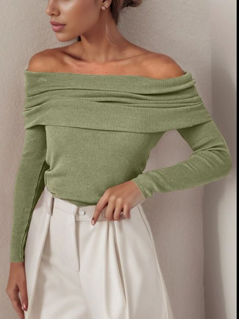 'Viatrix' Wool Knit Off-Shoulder Sweater - Celes Fashion